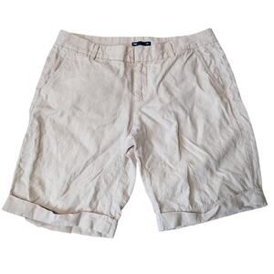 GAP Tailored Cuffed Linen Shorts Womens Size 4 Beige Tan Flat Front Summer Chino